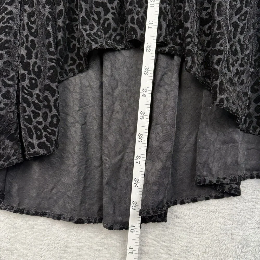 Chicos Janet Velvet Burnout Skirt 2/Large Black Leopard Animal Print Whimsigoth